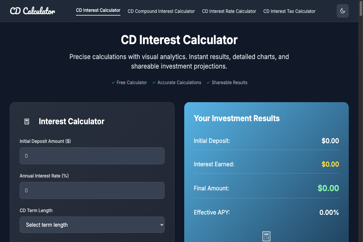 CD Interest Calculator screenshot