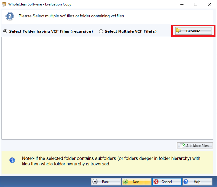 WholeClear VCF to CSV Converter screenshot