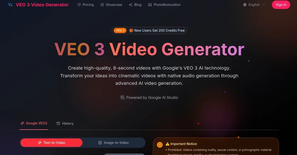 VEO 3 Video Generator screenshot