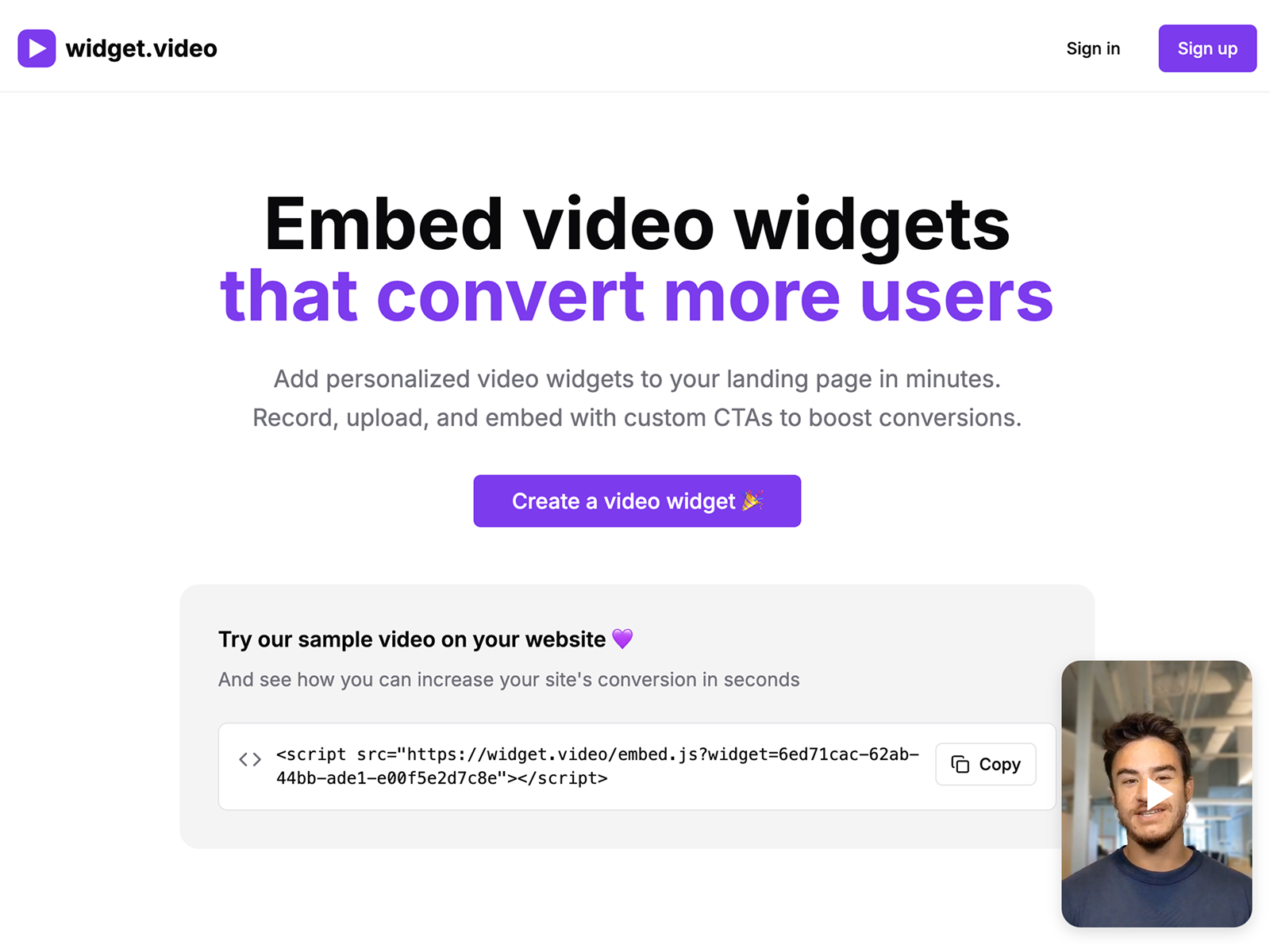 Widget Video Thumbnail