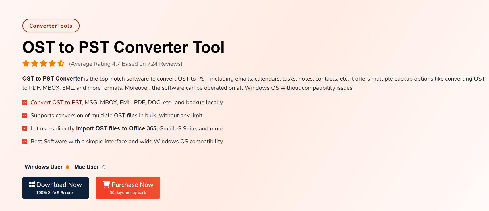 Convertertools OST to PST Converter screenshot