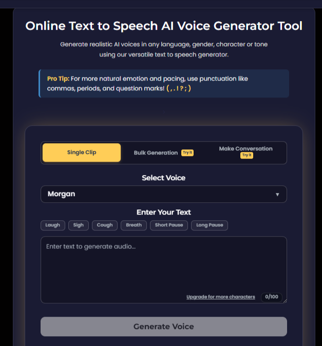 The AI Voice Generator screenshot