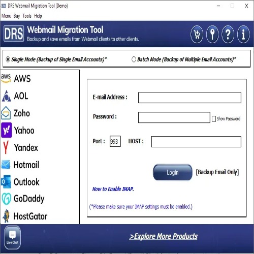 DRS Softech Zoho Email Migration Tool screenshot