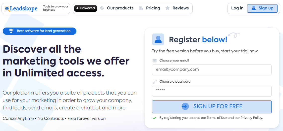 Leadskope.io screenshot