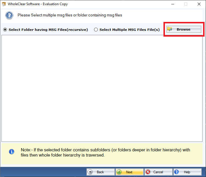 WholeClear MSG to VCF Converter screenshot