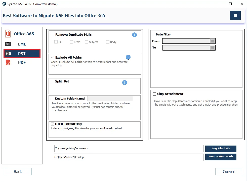 SysInfo NSF to PST Converter