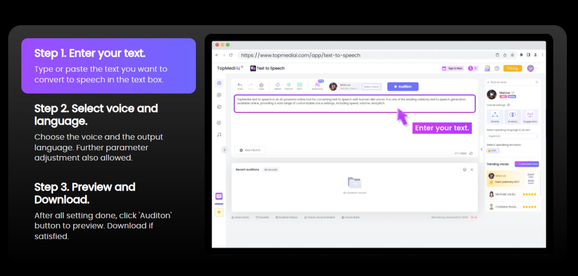 Topmediai - Text to Speech