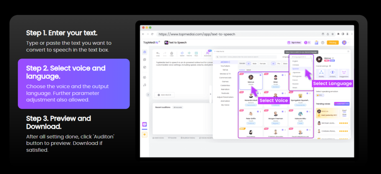 Topmediai - Text to Speech