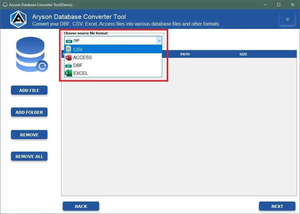 Aryson Database Converter Tool