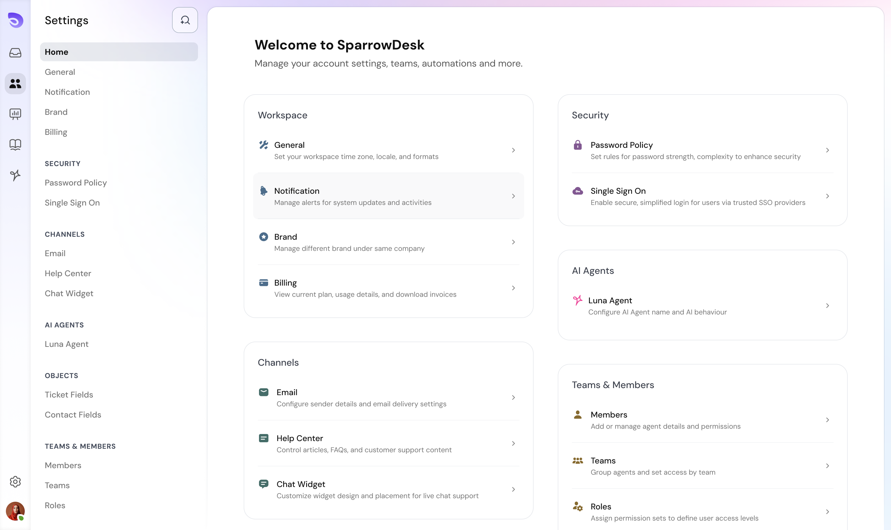Product Home page