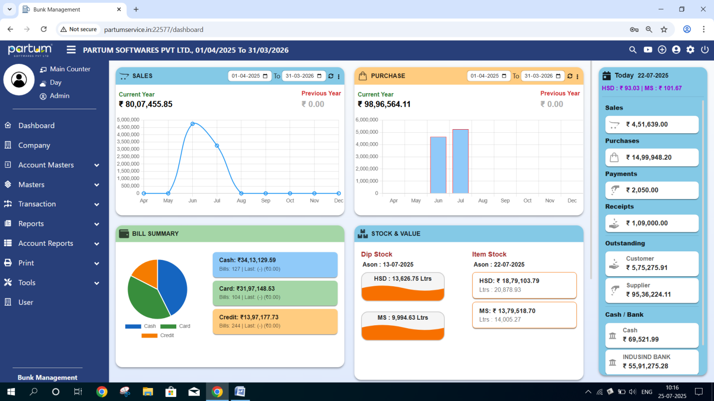 Partum Petrol Pump Management Software