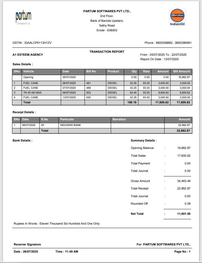Partum Petrol Pump Management Software