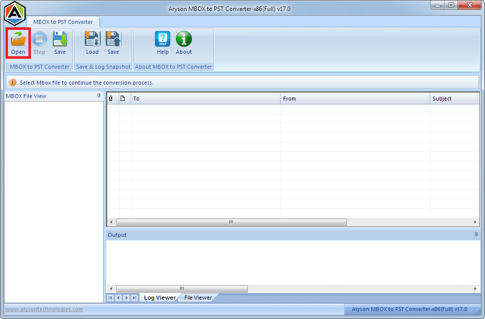 Aryson MBOX to PST Converter screenshot