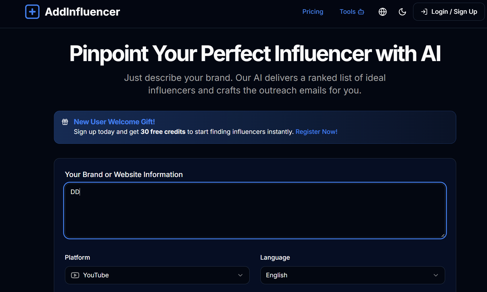 addinfluencer screenshot