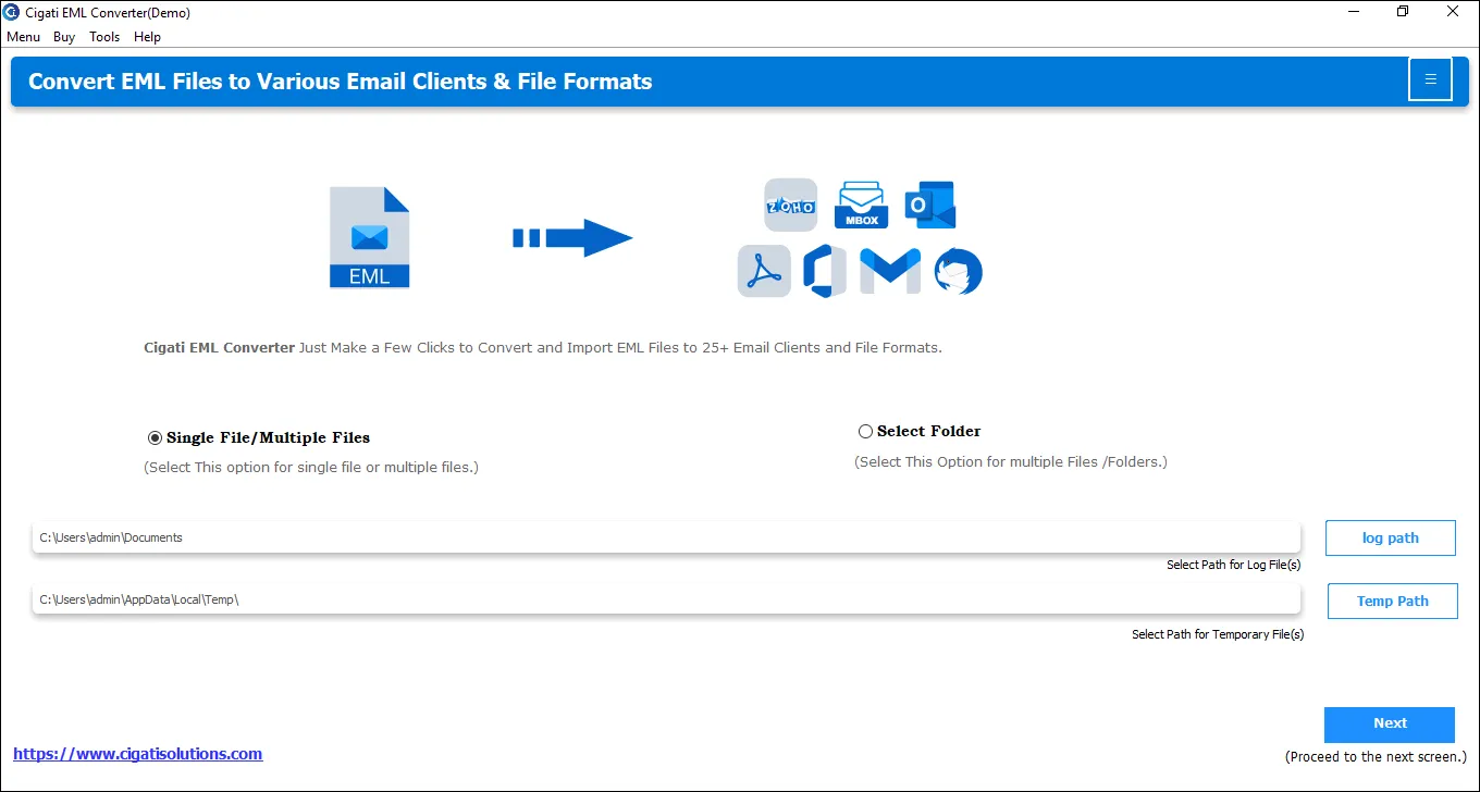 Step-1
Download and launch the Cigati EML Converter on your local system.