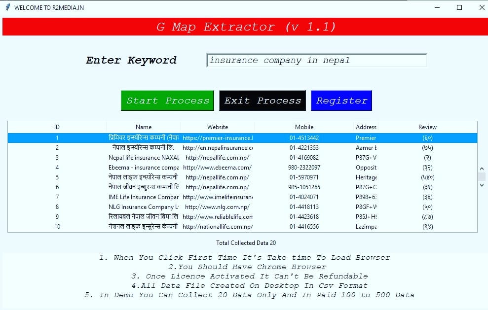 Google Map Data Extractor Software