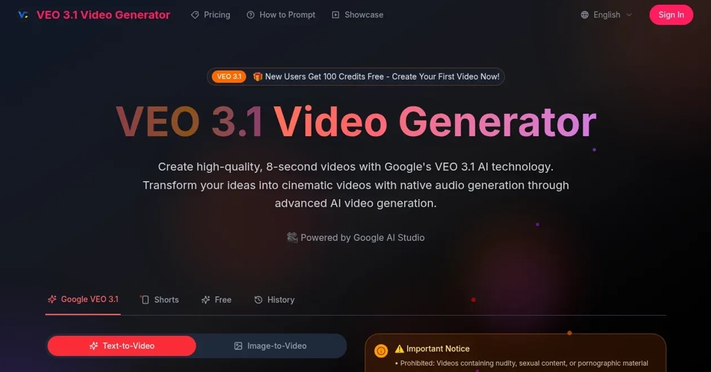 VEO 3.1 Video Generator screenshot