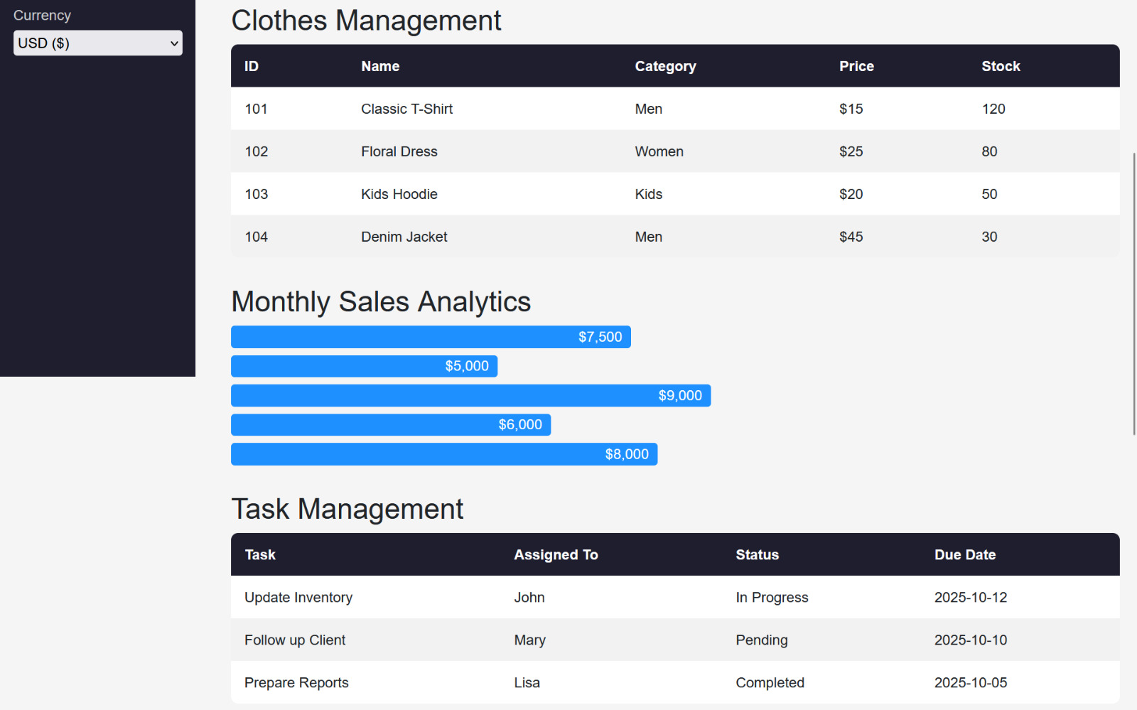 AJGAR Clothing CRM