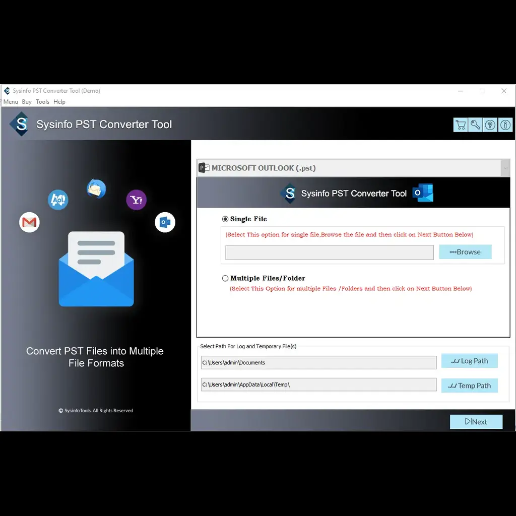 MailConverterTools PST to EML Converter Tool screenshot