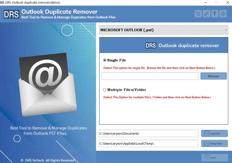 DRS Softech PST Duplicate Remover screenshot
