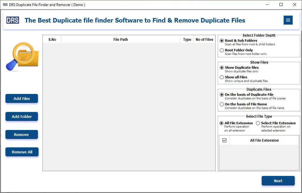 DRS Softech Duplicate File Finder & Remover screenshot