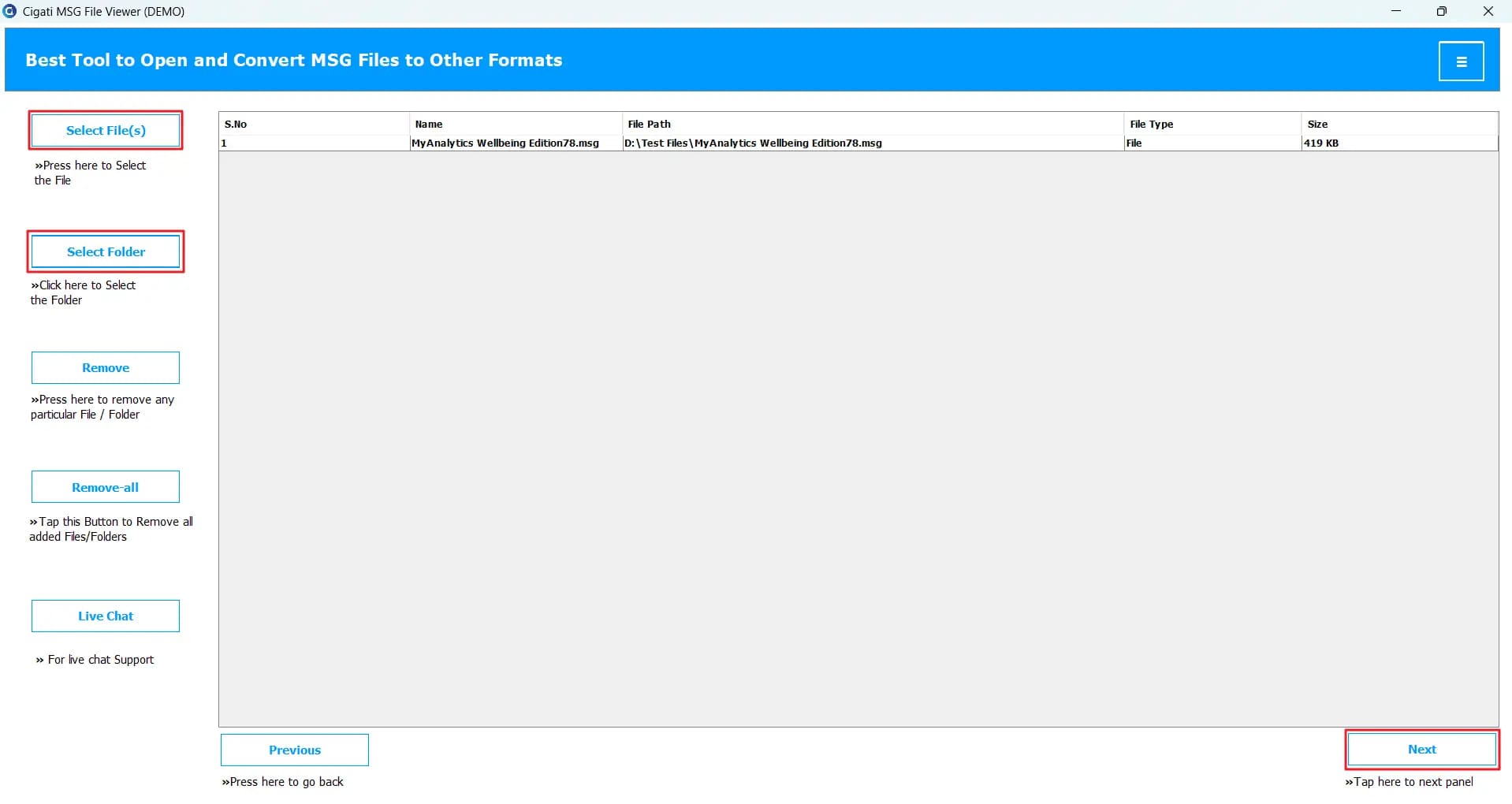 Cigati MSG File Viewer