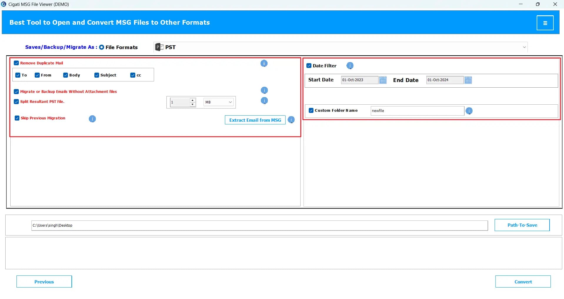 Cigati MSG File Viewer