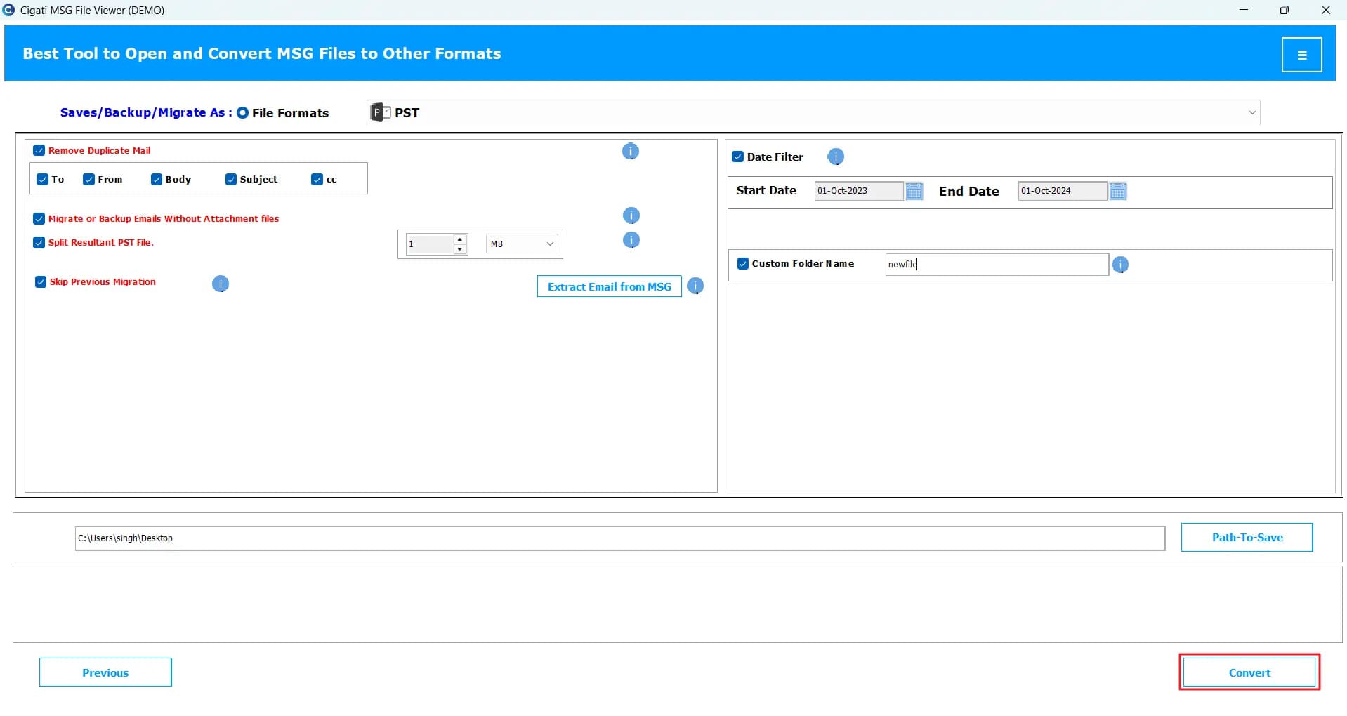 Cigati MSG File Viewer