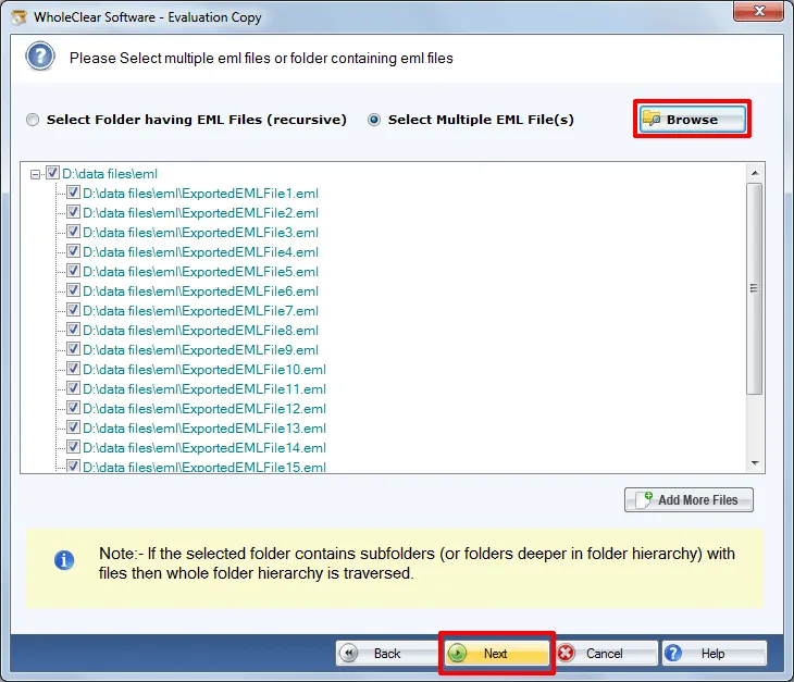 WholeClear EML Converter Wizard screenshot