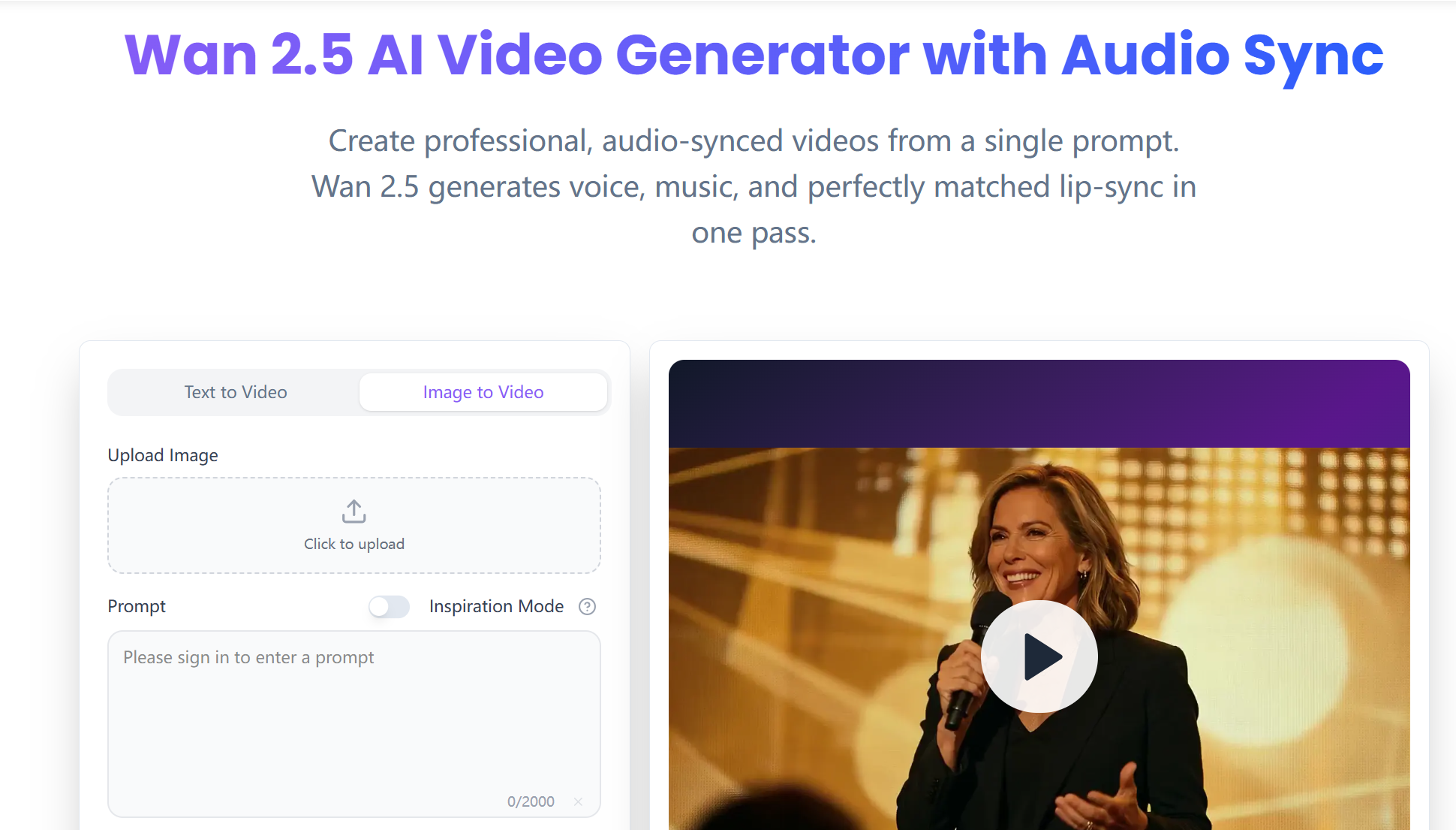 Wan2.5 AI Video Generator screenshot