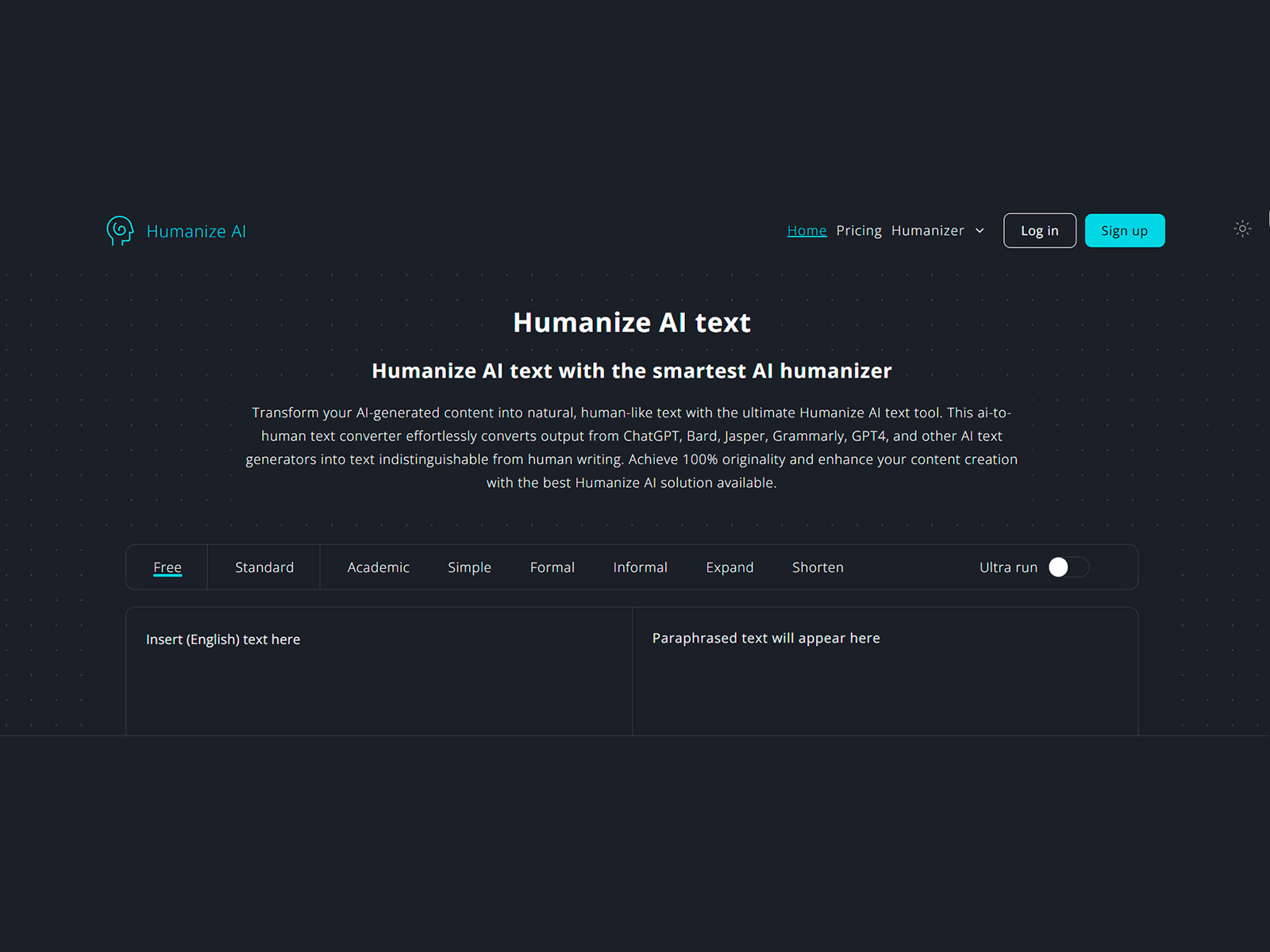    Landing page