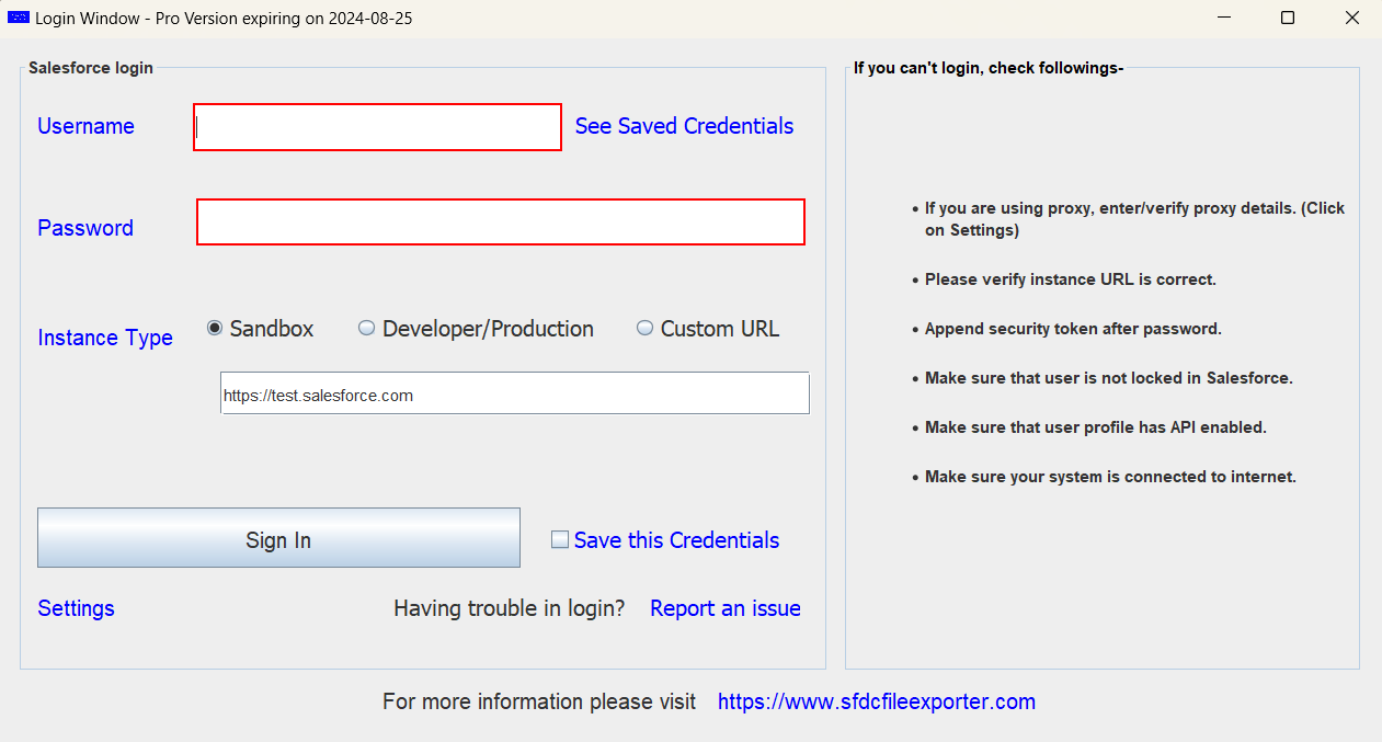 SFDC File Exporter screenshot