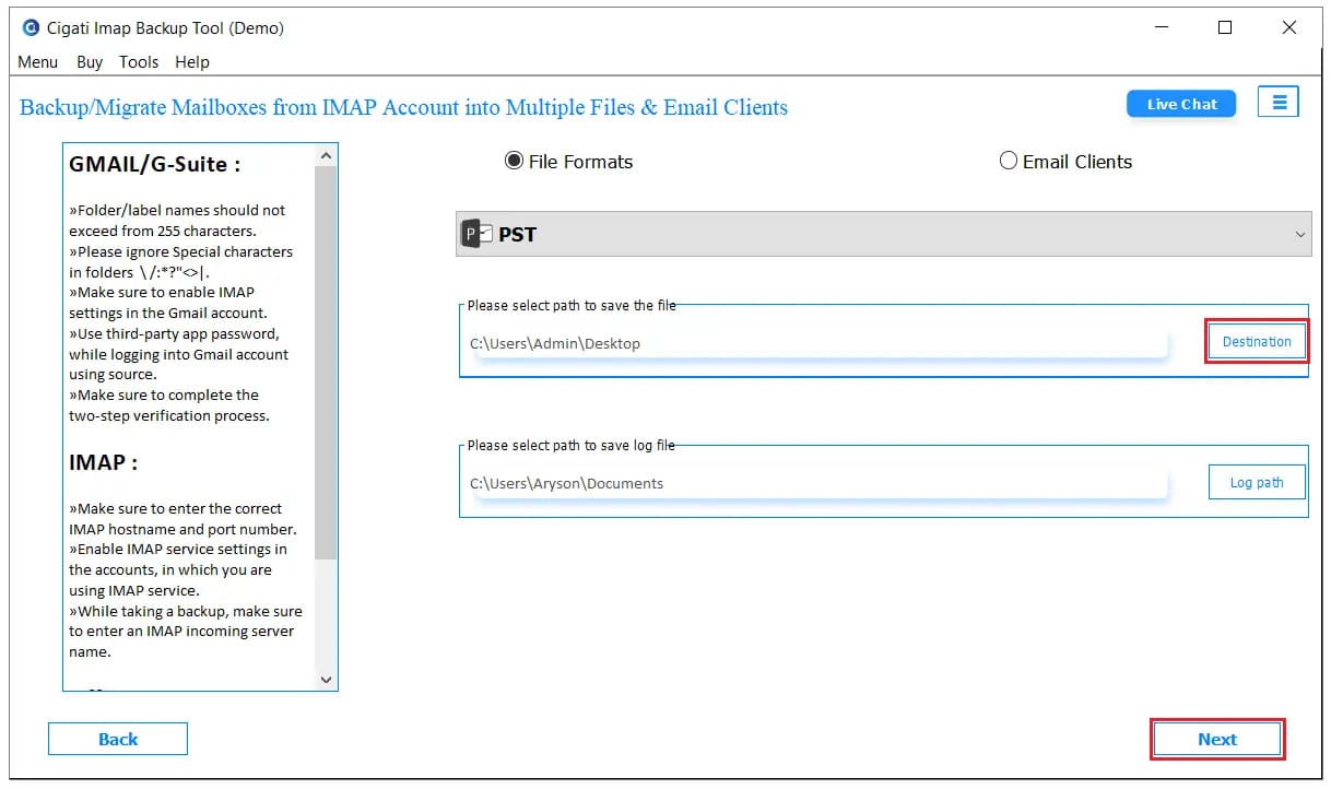 Cigati IMAP Backup Tool