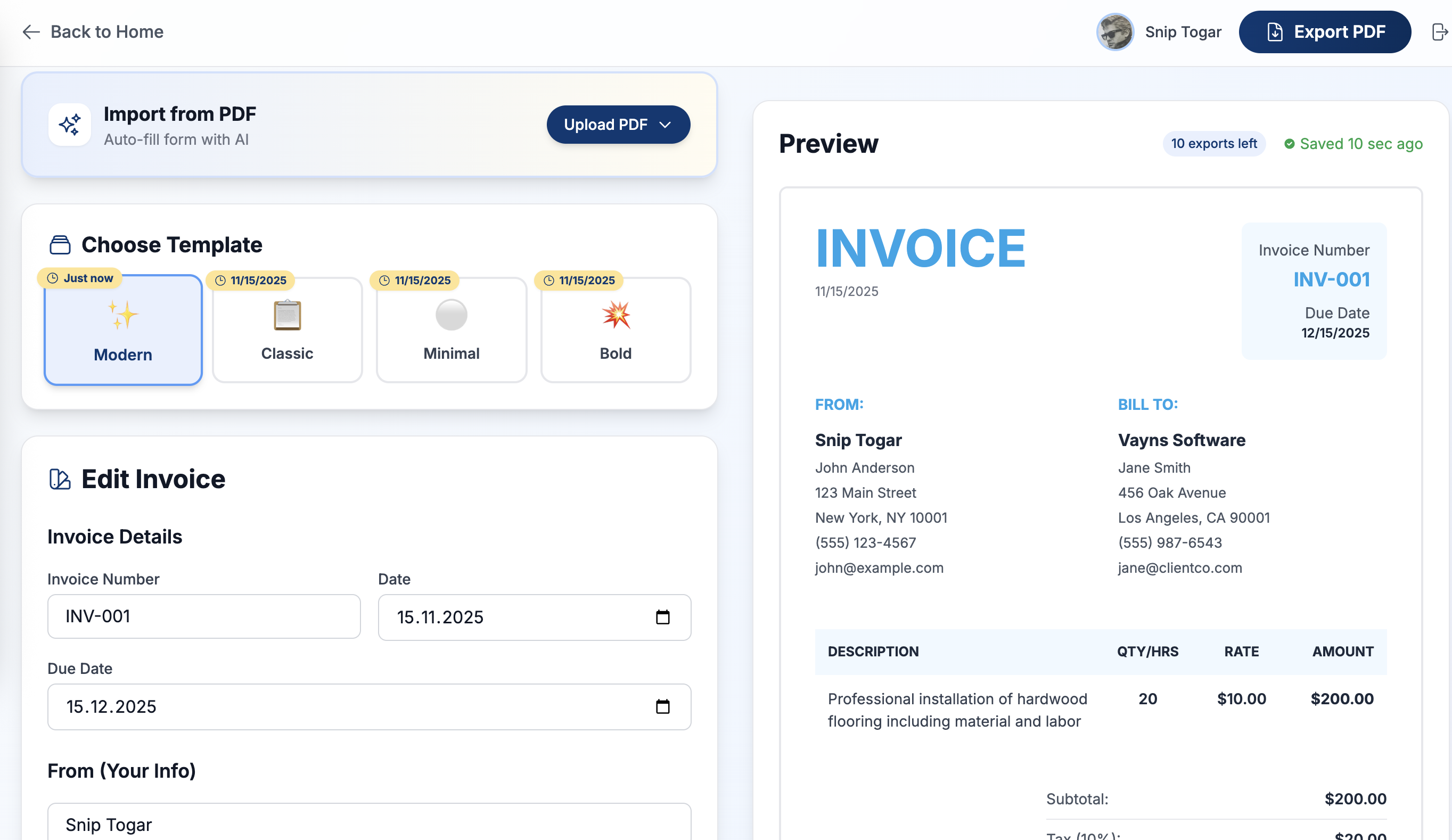 Invoigin AI Invoice Generator 