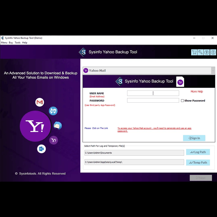 MailConverterTools Yahoo Backup Tool screenshot