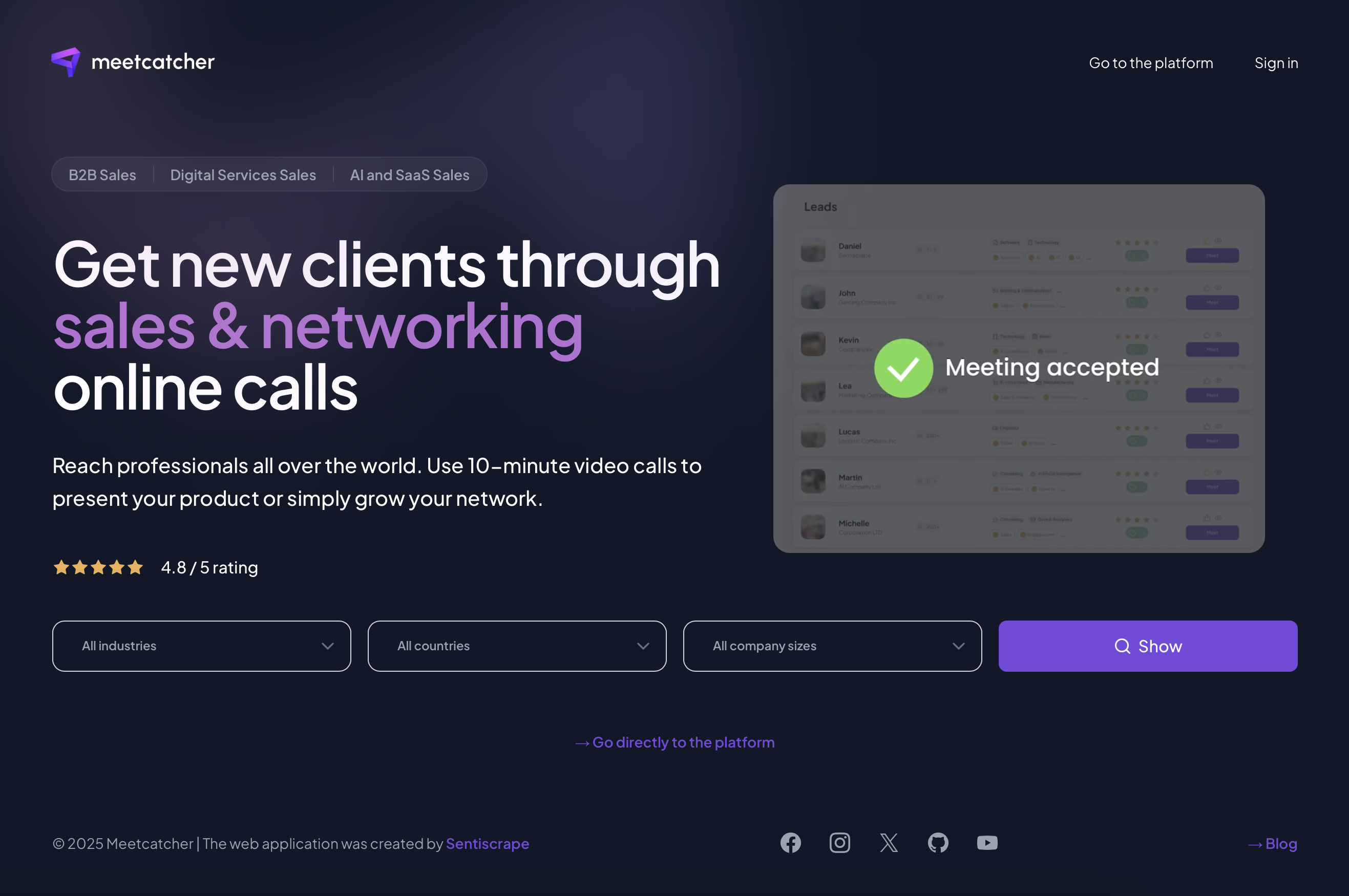 Meetcatcher screenshot