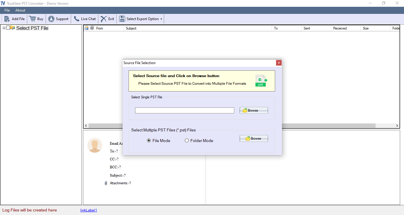 TrustVare PST to MBOX Converter Software screenshot