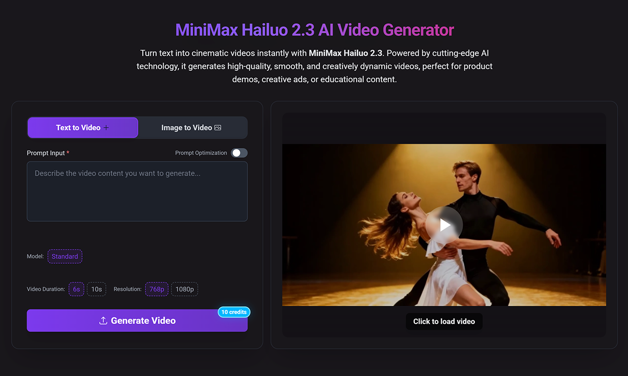 Hailuo 02 AI Video Generator screenshot