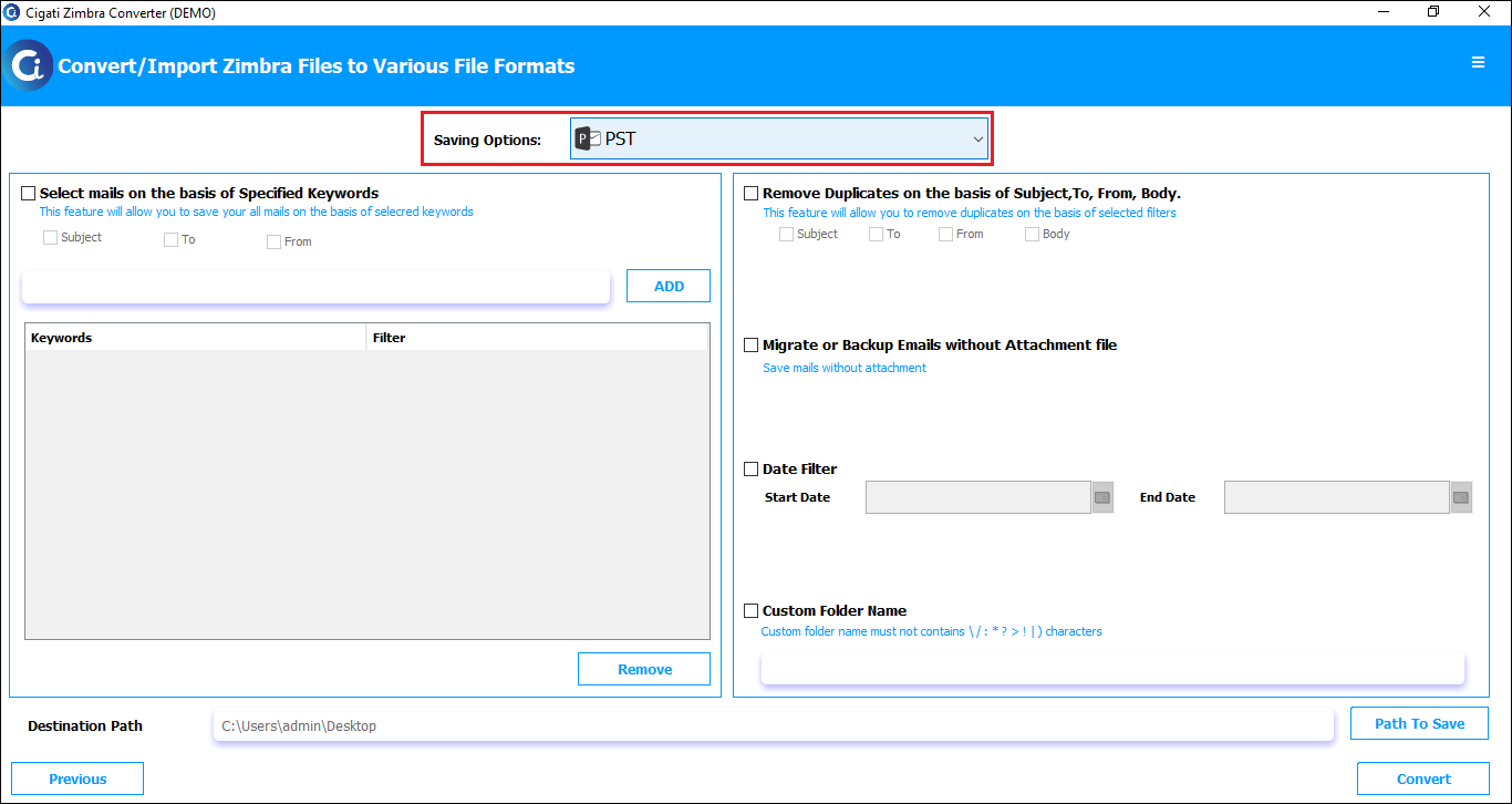 Cigati Zimbra Mail Converter