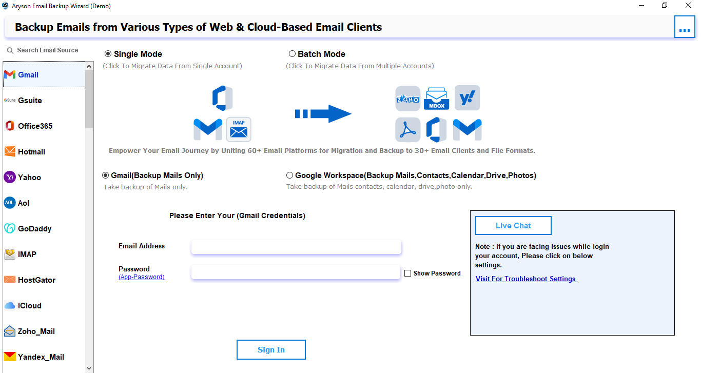 Aryson Email Backup Wizard