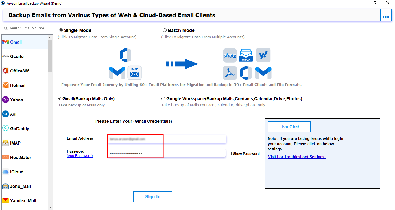 Aryson Email Backup Wizard