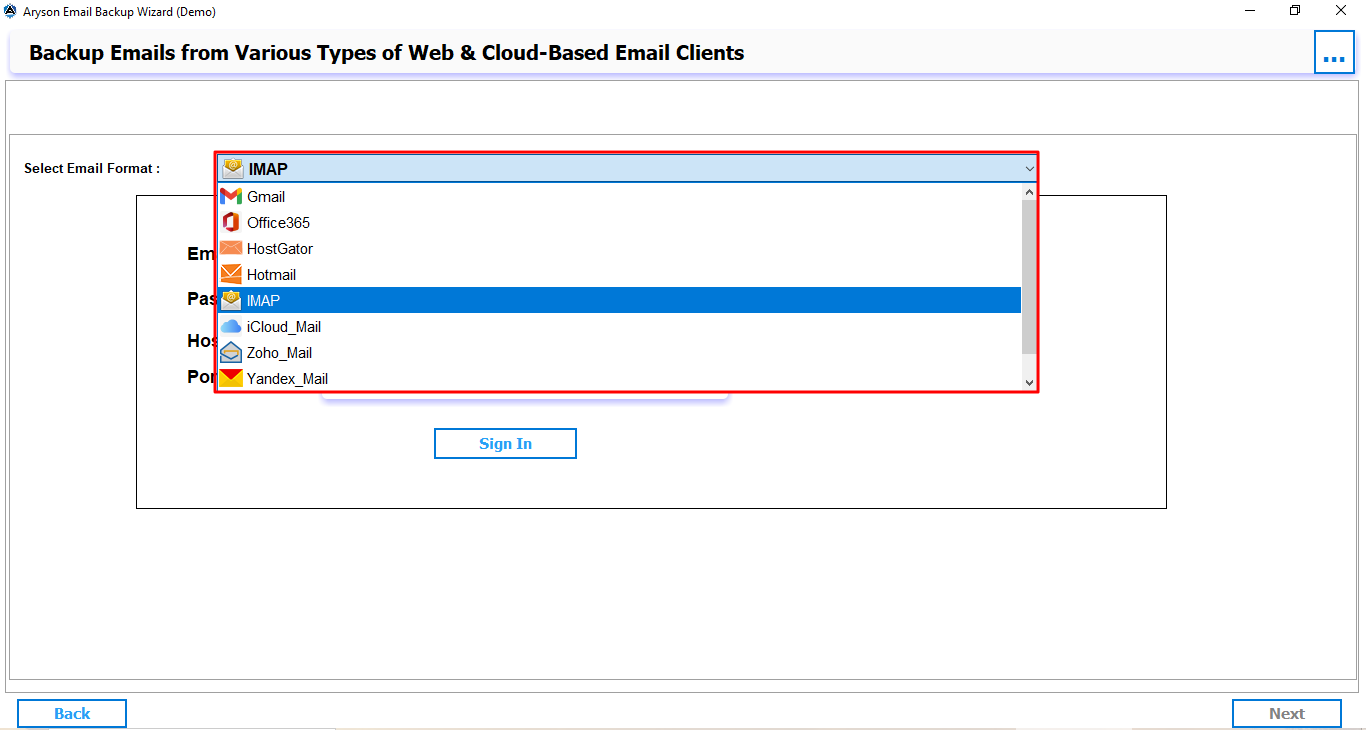 Aryson Email Backup Wizard