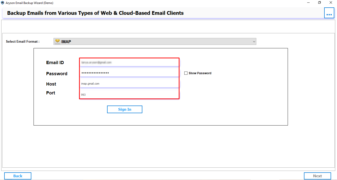 Aryson Email Backup Wizard