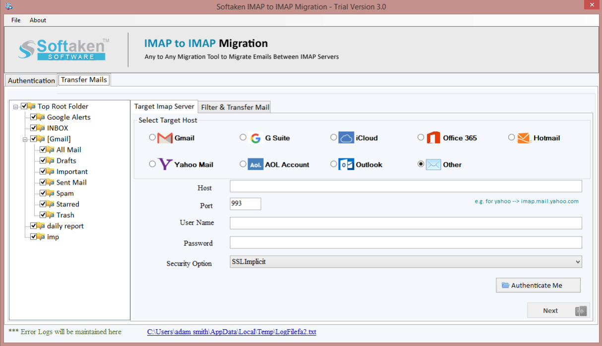 Softaken IMAP to IMAP Migration Software