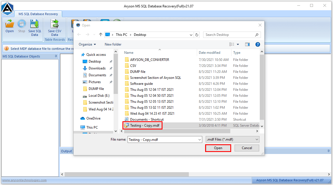 Aryson SQL Database Recovery Software
