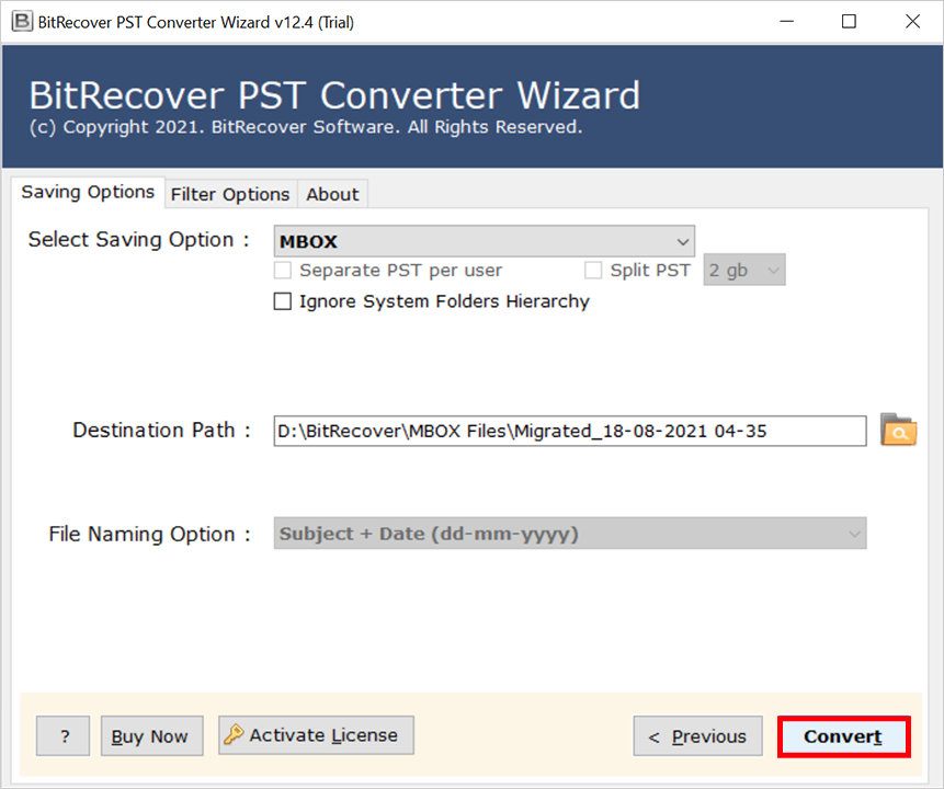 BitRecover PST to MBOX Converter