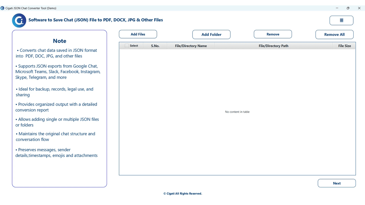 Cigati JSON File Converter