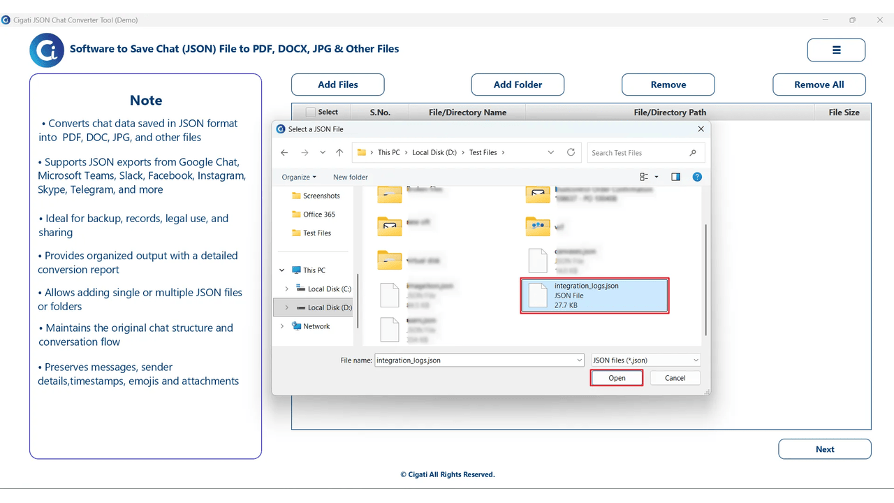 Cigati JSON File Converter