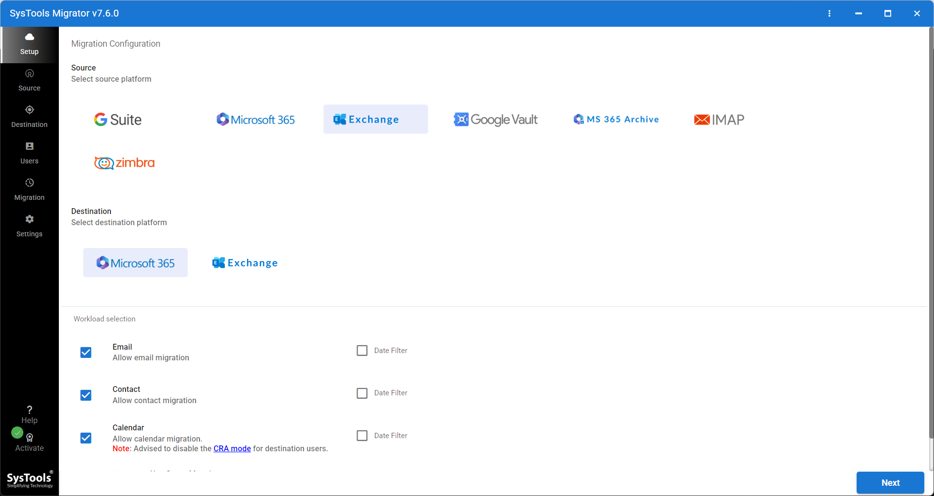 SysTools Exchange to Office 365 Migration Tool