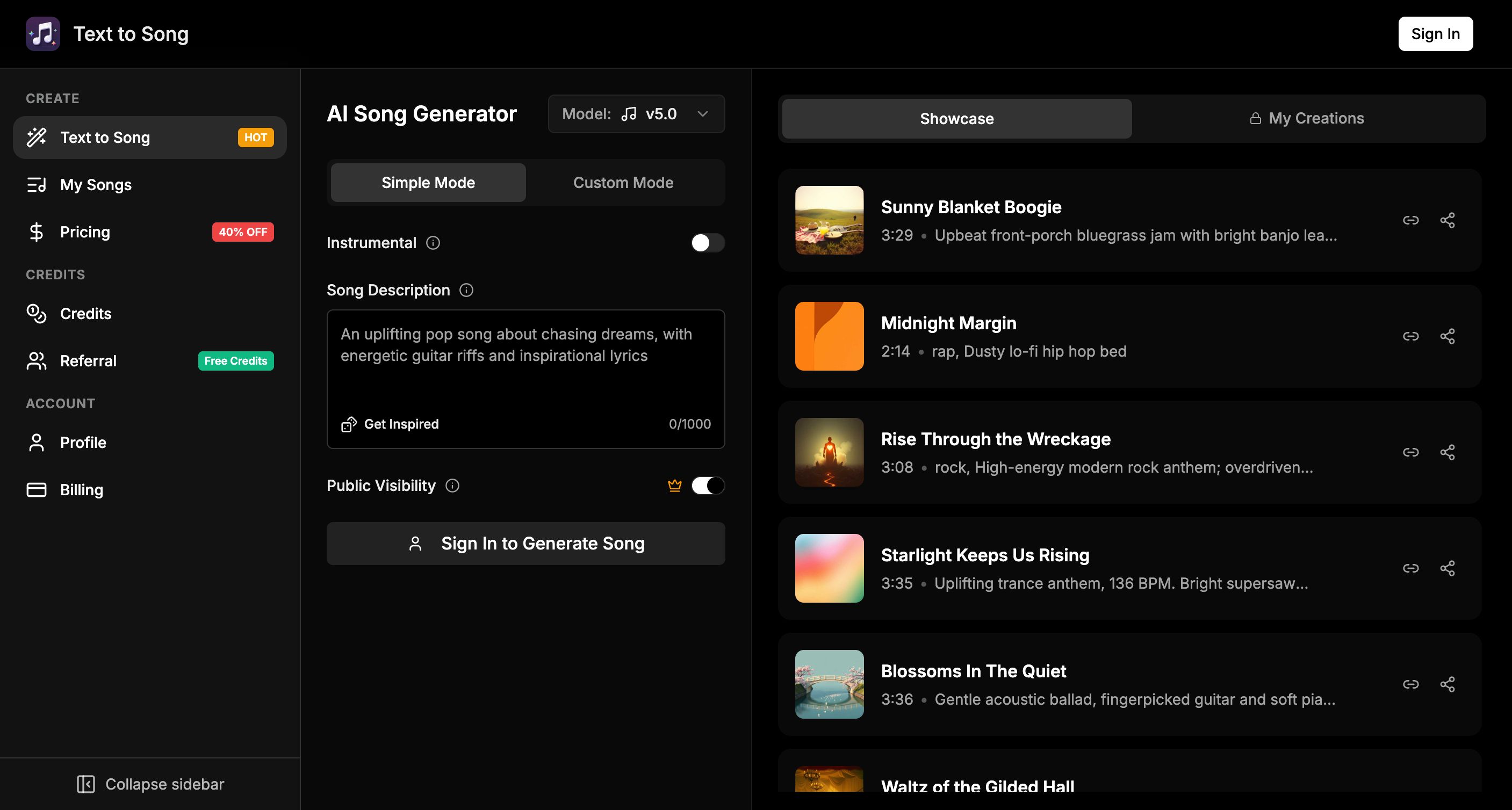 Text to Song screenshot
